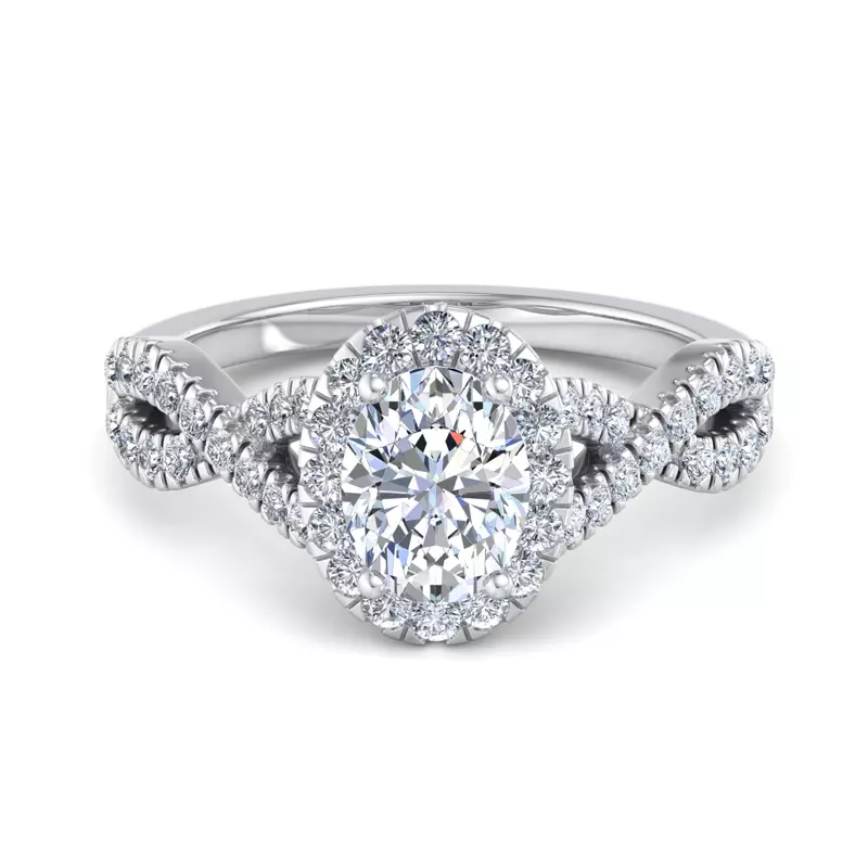 Platinum Zoey Twist Style Halo Engagement Ring
