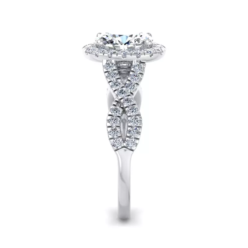 Platinum Zoey Twist Style Halo Engagement Ring