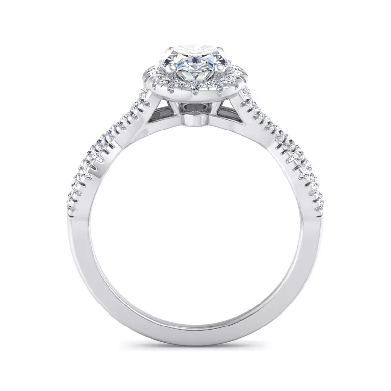 Platinum Zoey Twist Style Halo Engagement Ring