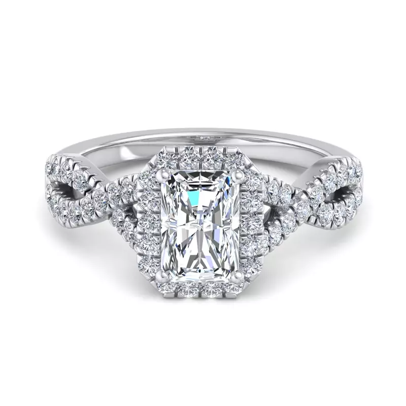 Platinum Zoey Twist Style Halo Engagement Ring