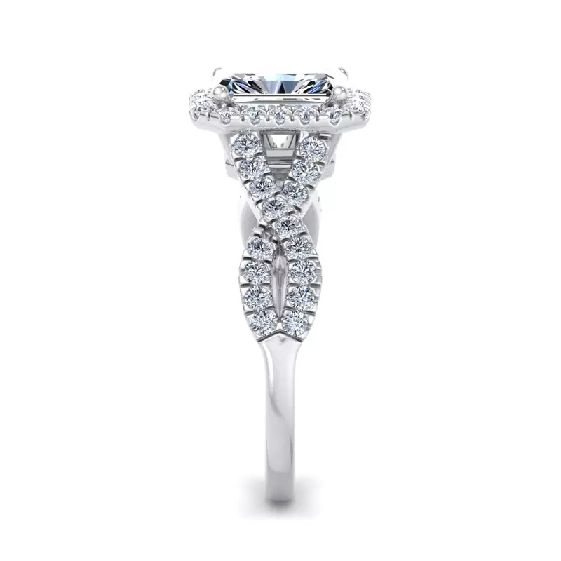 Platinum Zoey Twist Style Halo Engagement Ring