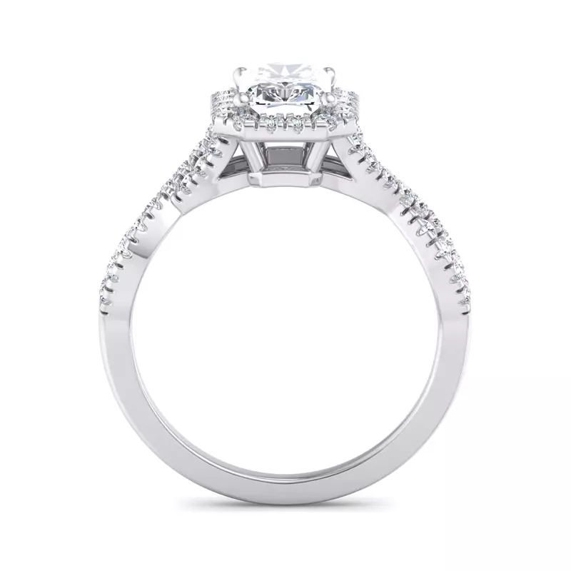 Platinum Zoey Twist Style Halo Engagement Ring