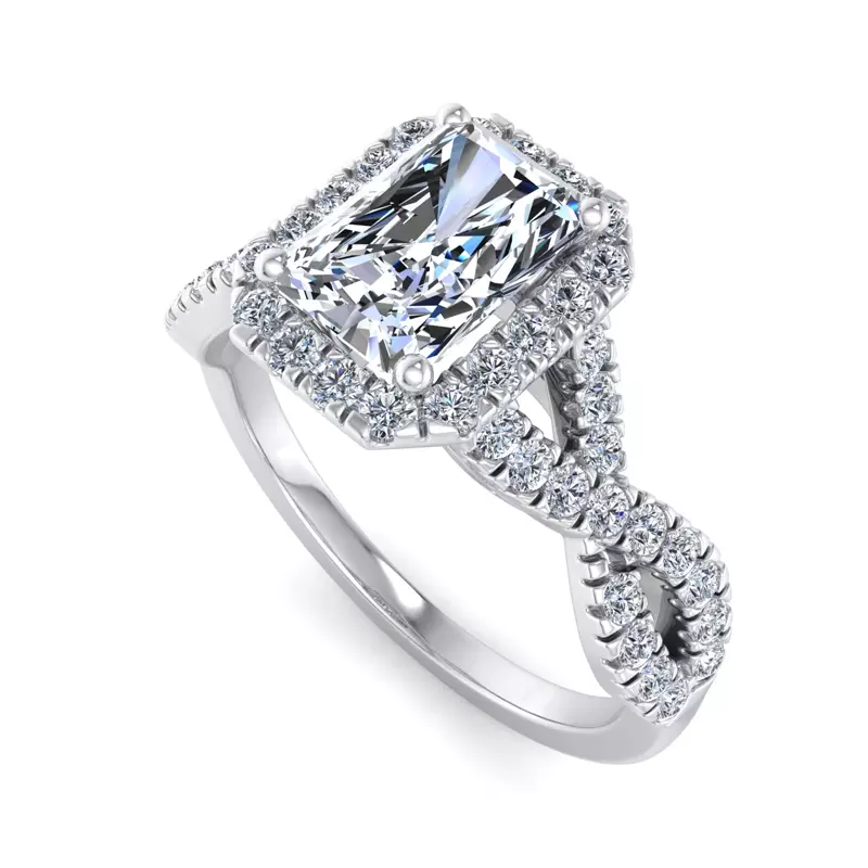 Platinum Zoey Twist Style Halo Engagement Ring