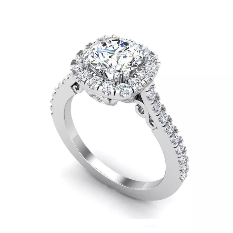 18K White Gold Kailani Halo Engagement Ring