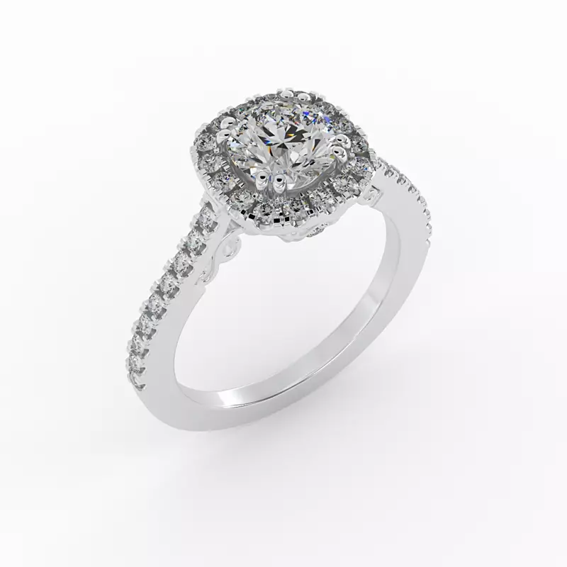 18K White Gold Kailani Halo Engagement Ring