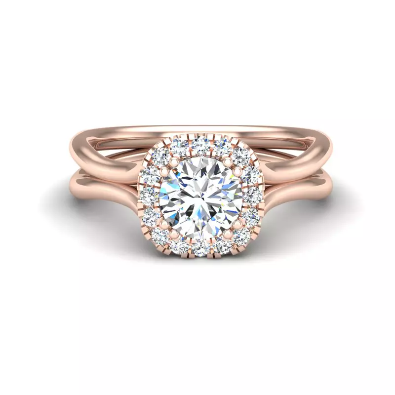 14K Rose Gold Alayah Halo Engagement Ring