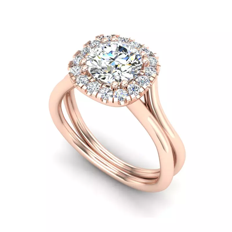 14K Rose Gold Alayah Halo Engagement Ring