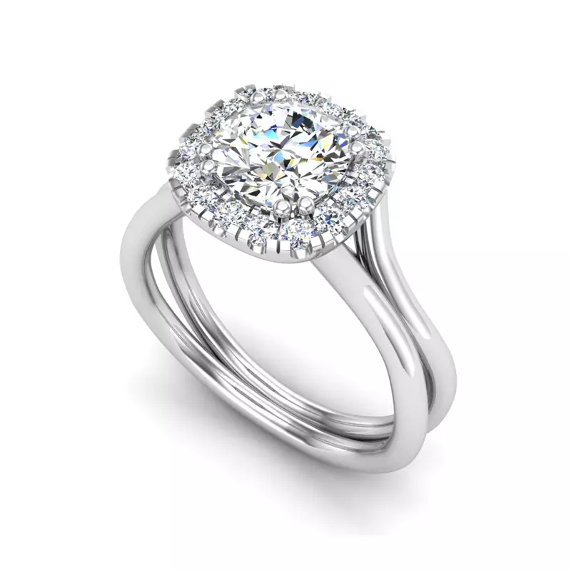 14K White Gold Alayah Halo Engagement Ring