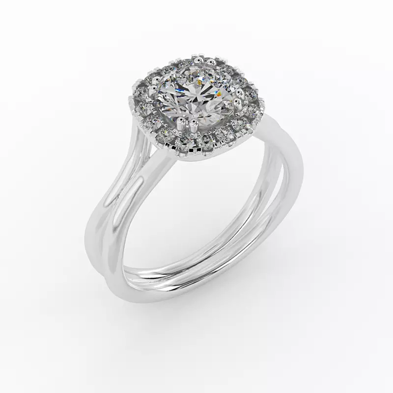 14K White Gold Alayah Halo Engagement Ring