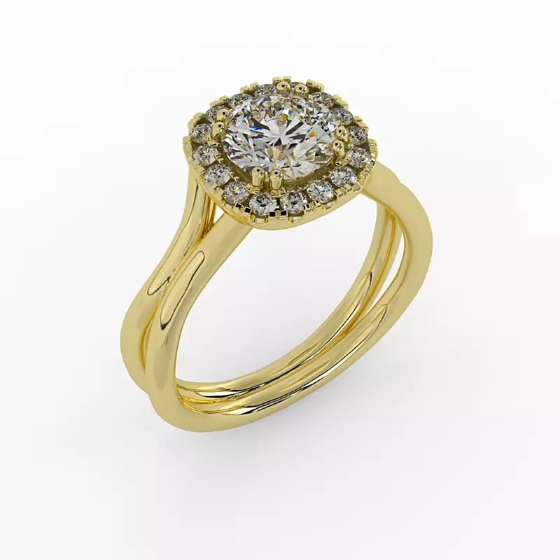 14K Yellow Gold Alayah Halo Engagement Ring