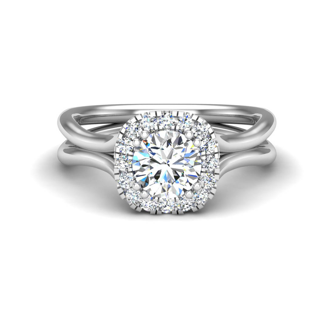 18K White Gold Alayah Halo Engagement Ring