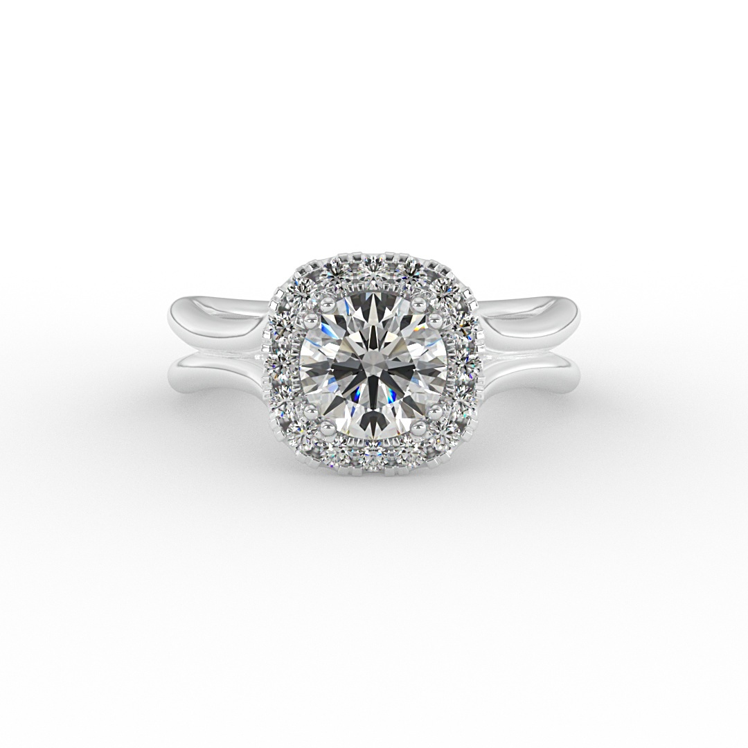 18K White Gold Alayah Halo Engagement Ring