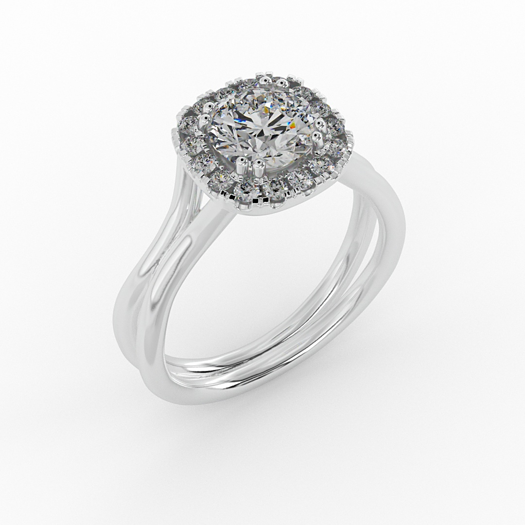 18K White Gold Alayah Halo Engagement Ring