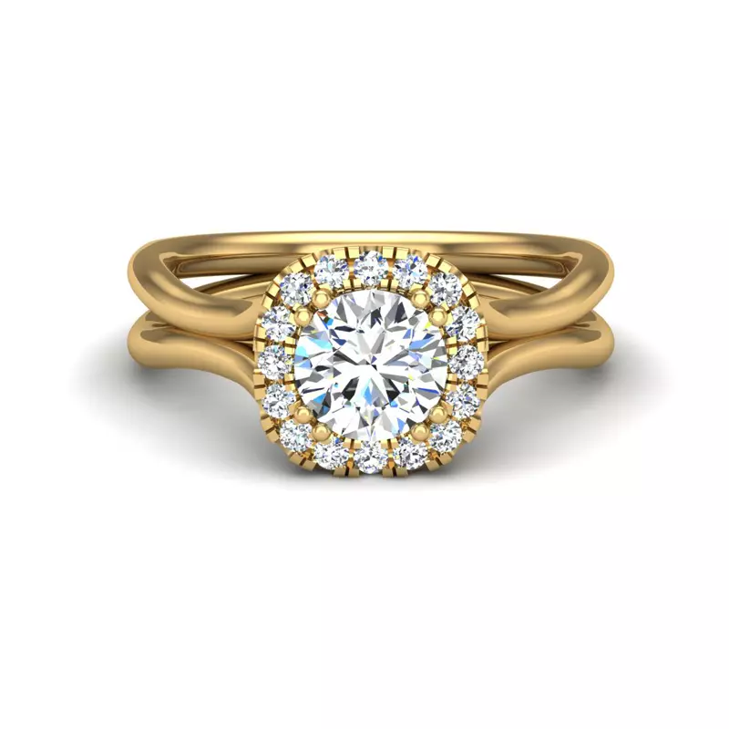 18K Yellow Gold Alayah Halo Engagement Ring