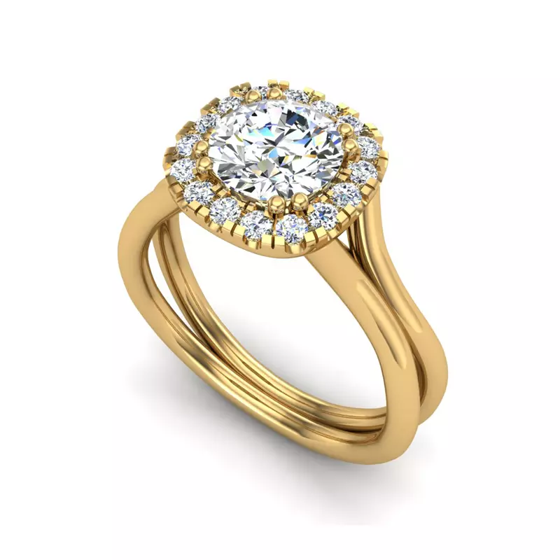 18K Yellow Gold Alayah Halo Engagement Ring