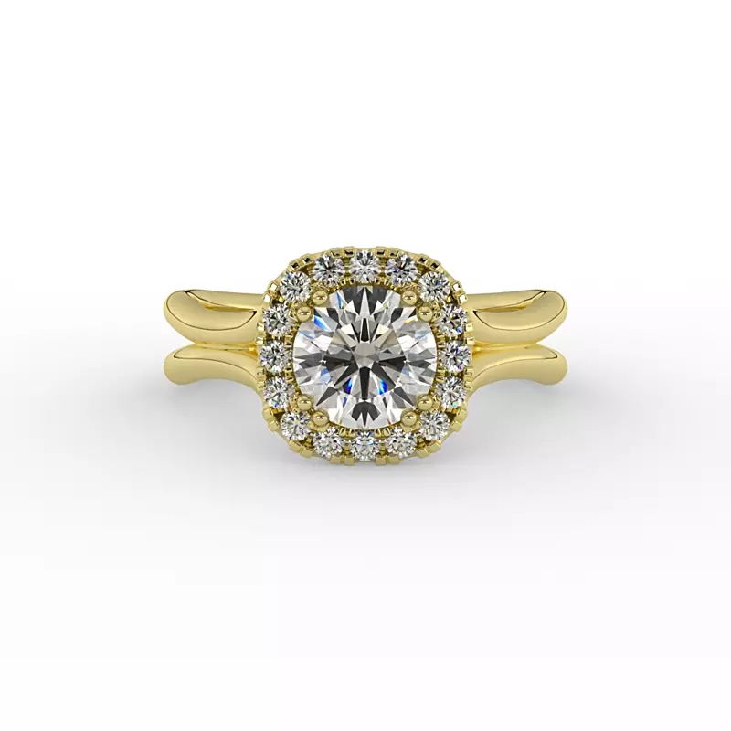 18K Yellow Gold Alayah Halo Engagement Ring
