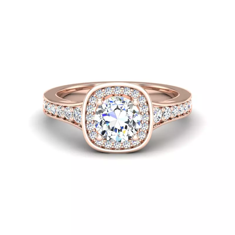 14K Rose Gold Amira Bezel Halo Engagement Ring