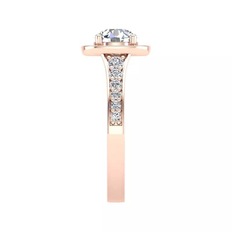 14K Rose Gold Amira Bezel Halo Engagement Ring