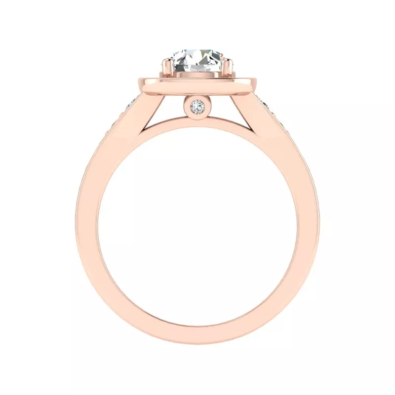 14K Rose Gold Amira Bezel Halo Engagement Ring