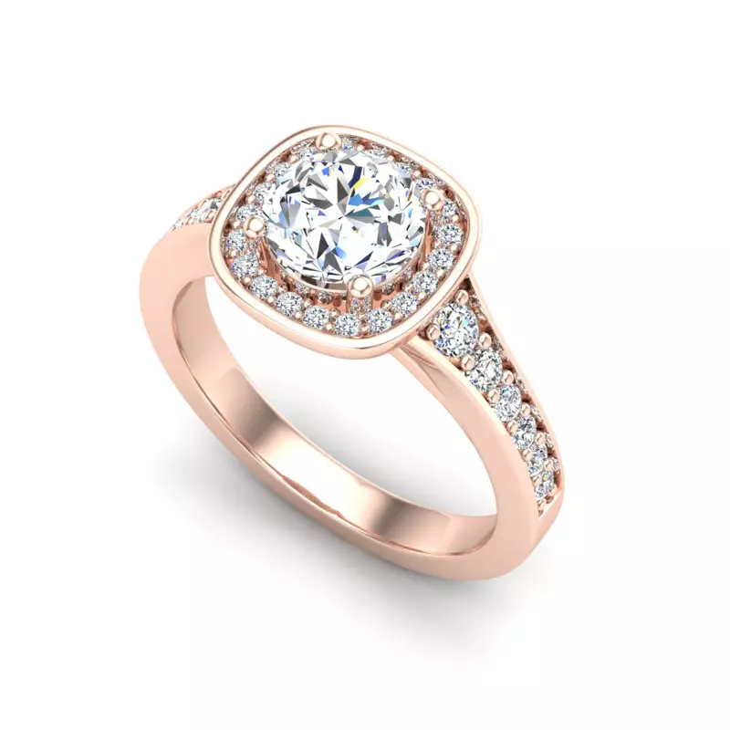 14K Rose Gold Amira Bezel Halo Engagement Ring