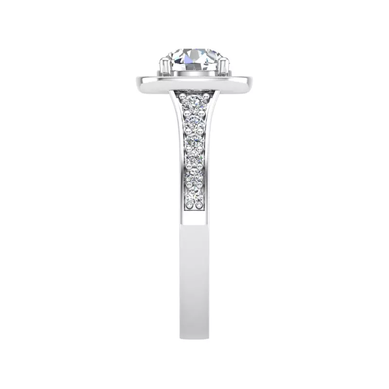 14K White Gold Amira Bezel Halo Engagement Ring