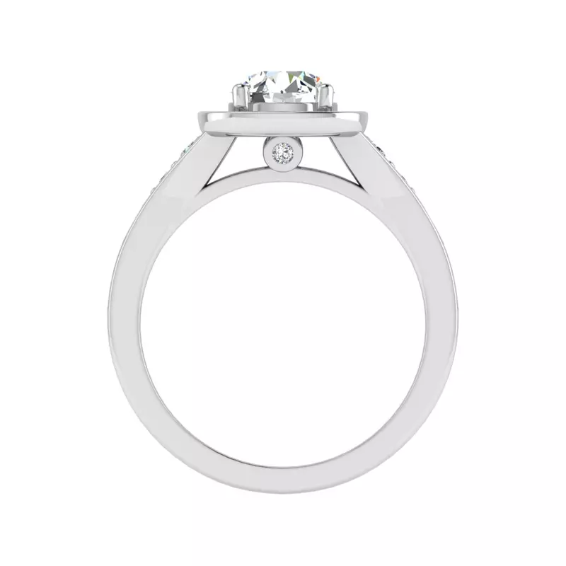 14K White Gold Amira Bezel Halo Engagement Ring