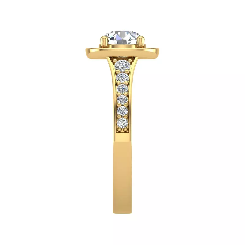 14K Yellow Gold Amira Bezel Halo Engagement Ring