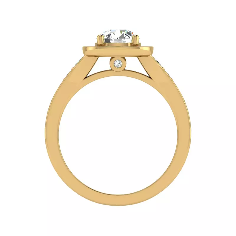 14K Yellow Gold Amira Bezel Halo Engagement Ring