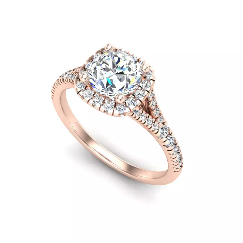 14K Rose Gold Grace Halo Engagement Ring