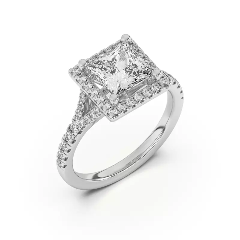 14K White Gold Grace Halo Engagement Ring