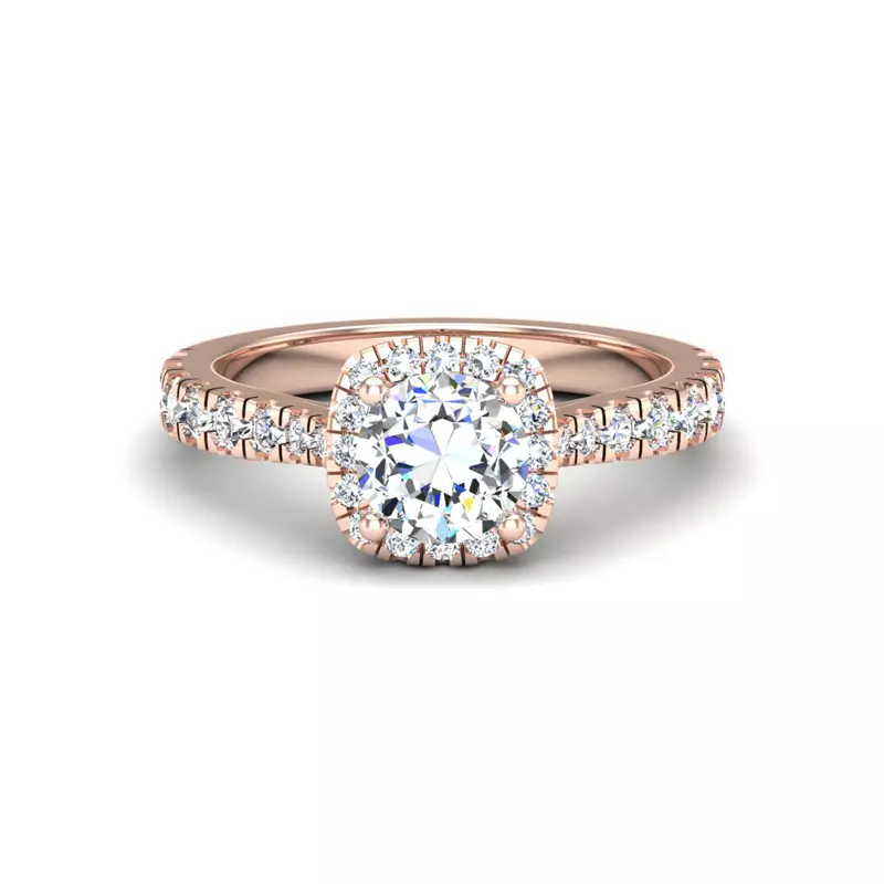 14K Rose Gold Riley Halo Engagement Ring