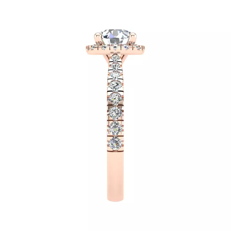 14K Rose Gold Riley Halo Engagement Ring