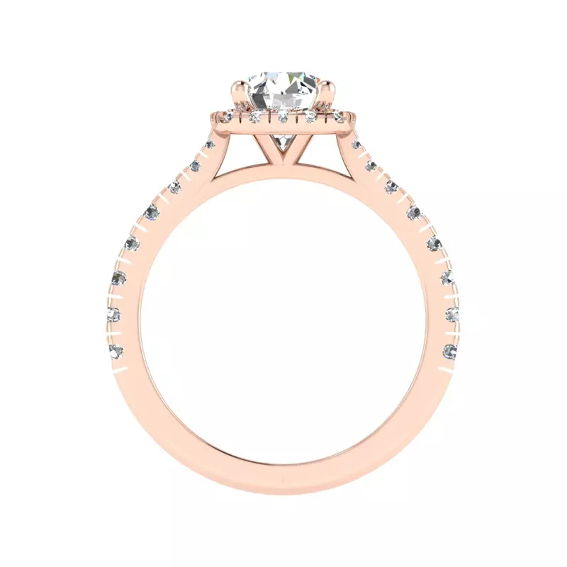 14K Rose Gold Riley Halo Engagement Ring