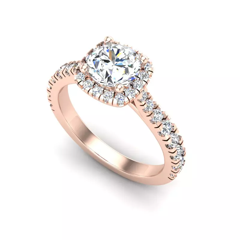 14K Rose Gold Riley Halo Engagement Ring