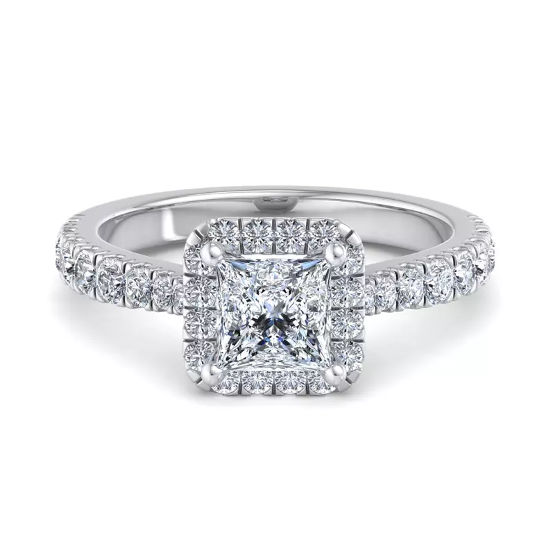 14K White Gold Riley Halo Engagement Ring