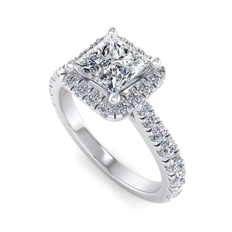 14K White Gold Riley Halo Engagement Ring