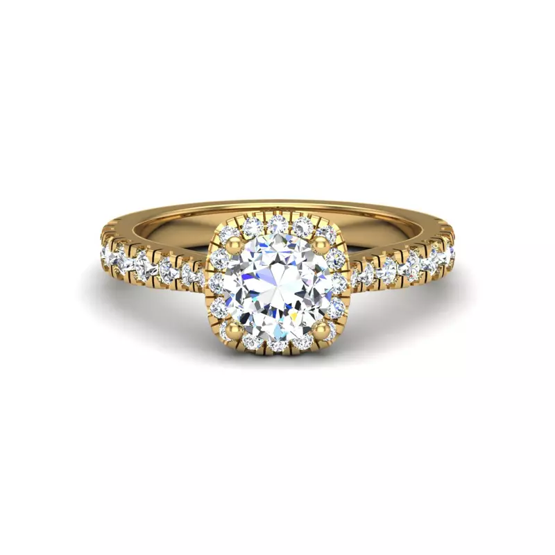 14K Yellow Gold Riley Halo Engagement Ring