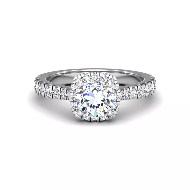 18K White Gold Riley Halo Engagement Ring