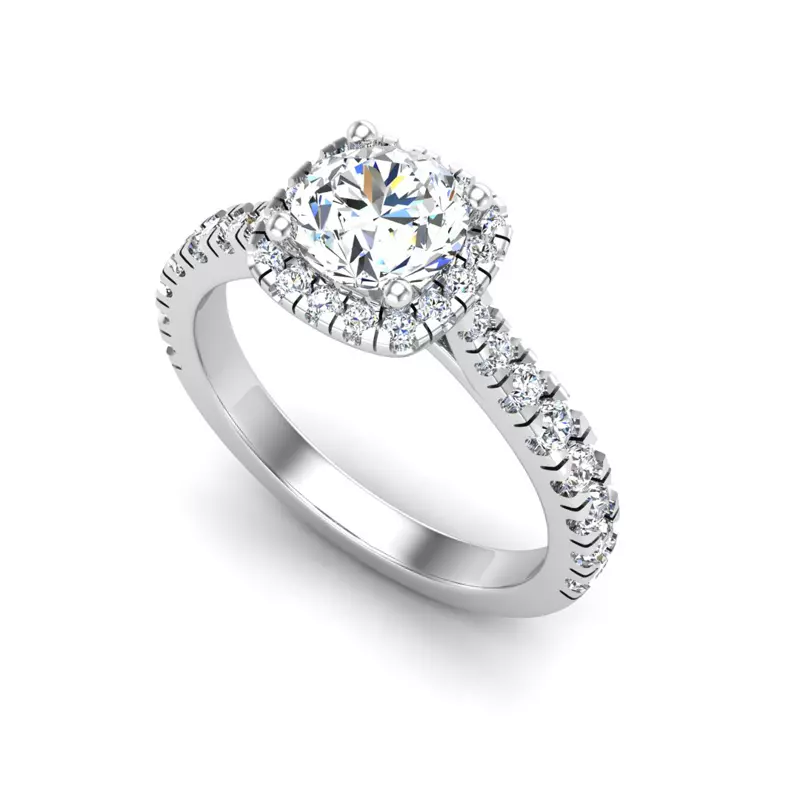 18K White Gold Riley Halo Engagement Ring