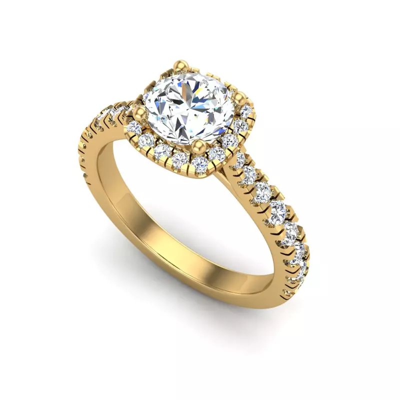 18K Yellow Gold Riley Halo Engagement Ring