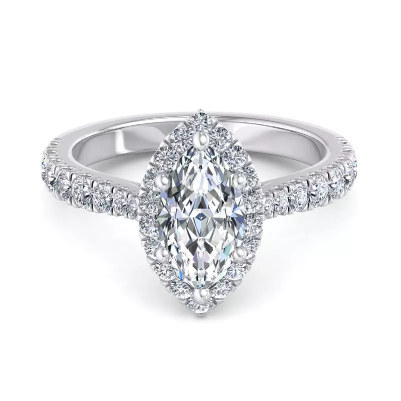 3 Carat Marquise Lab Diamond Riley Halo Engagement Ring - Platinum