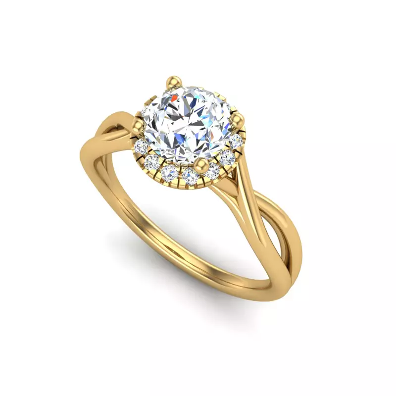 14K Yellow Gold Adaline Halo Engagement Ring