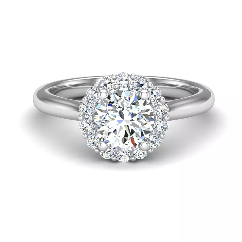 14K White Gold Aria Floral Halo Engagement Ring