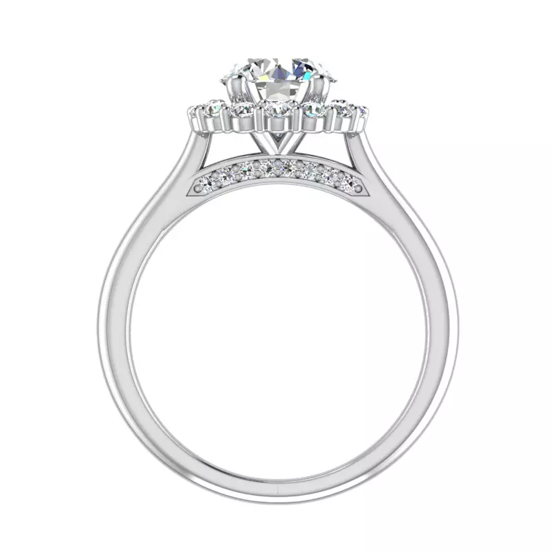 14K White Gold Aria Floral Halo Engagement Ring