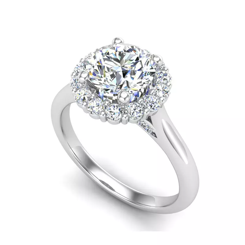 14K White Gold Aria Floral Halo Engagement Ring