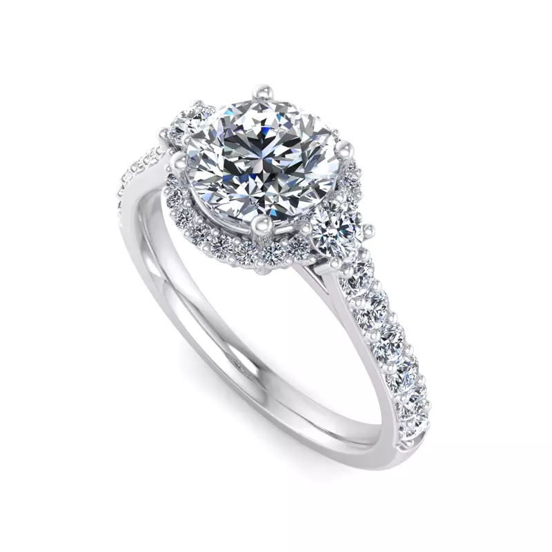 14K White Gold Annie Halo Engagement Ring