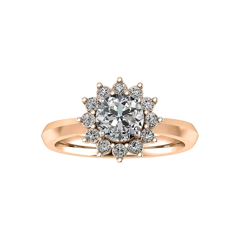 14K Rose Gold Lia Sunburst Halo Engagement Ring