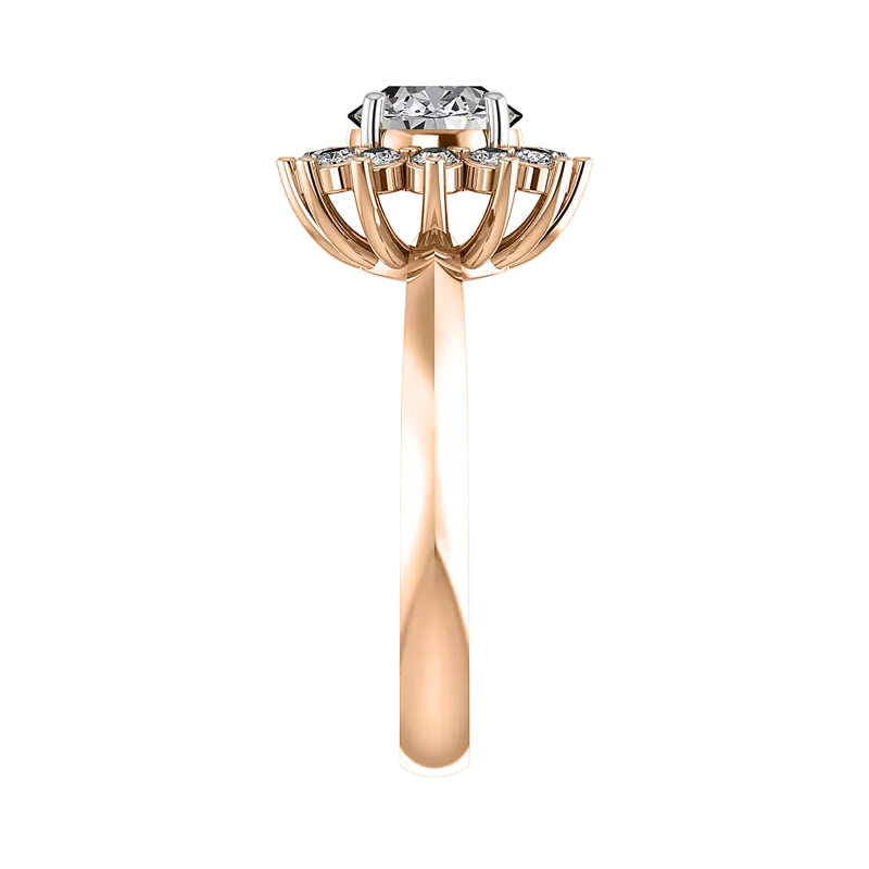 14K Rose Gold Lia Sunburst Halo Engagement Ring