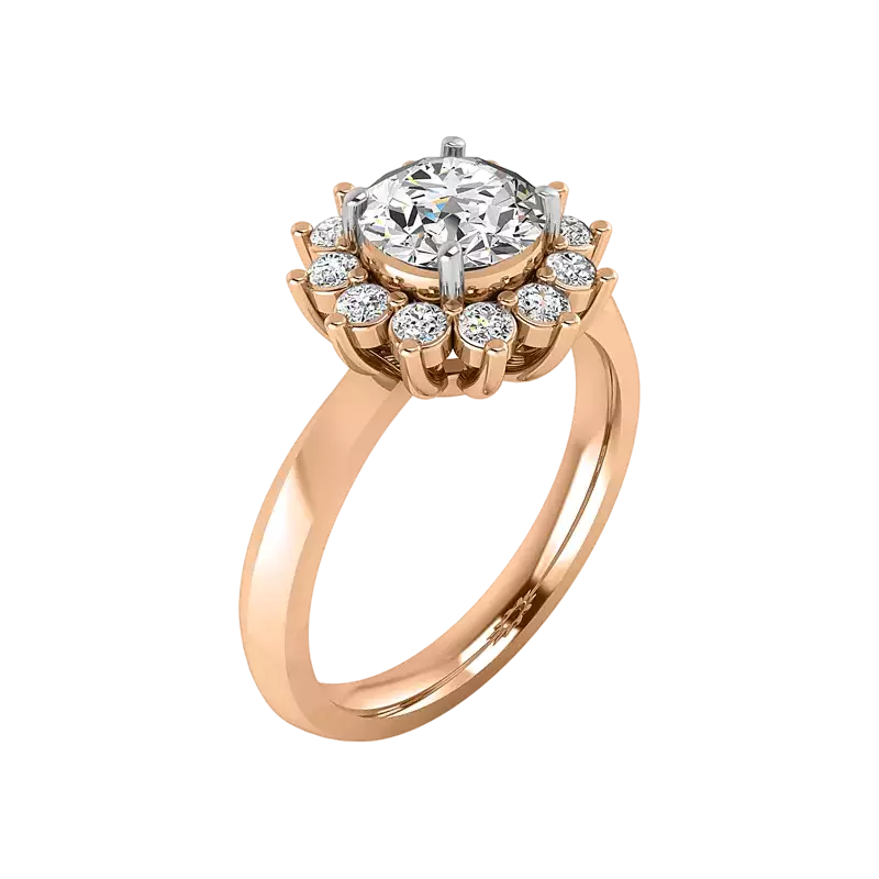 14K Rose Gold Lia Sunburst Halo Engagement Ring