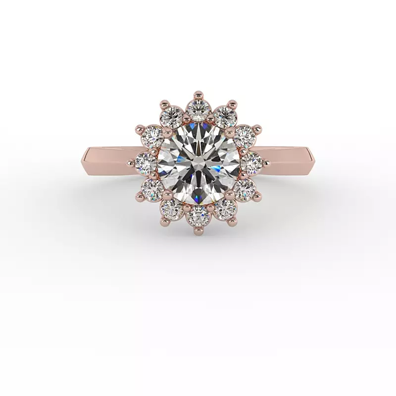 14K Rose Gold Lia Sunburst Halo Engagement Ring